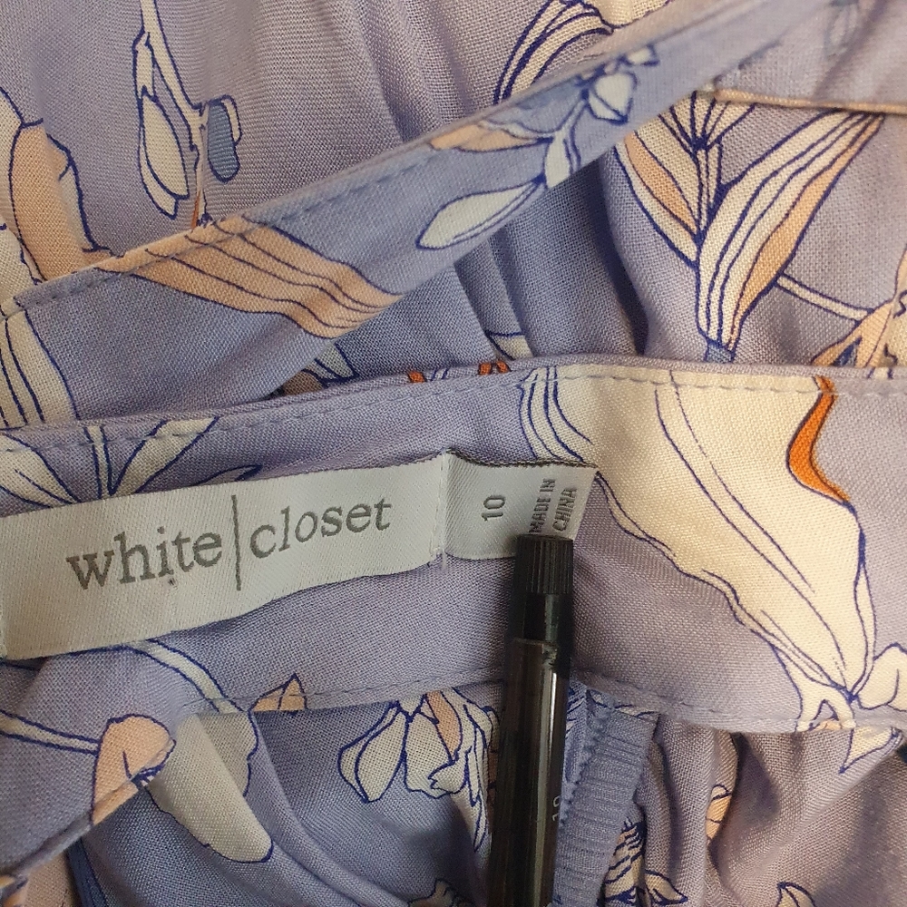 White closet floral maxi wrap dress halter Sz 10 split pleated blue - Picture 4 of 5